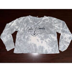 Outer Banks, NC Tie Dye Long Sleeve Cropped Tee Shirt Size Large